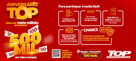 Rede TOP lança campanha de aniversário 2023 com R$ 500 mil em premiações e lançamento de e-commerce