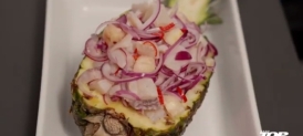 Ceviche de peixe branco com abacaxi
